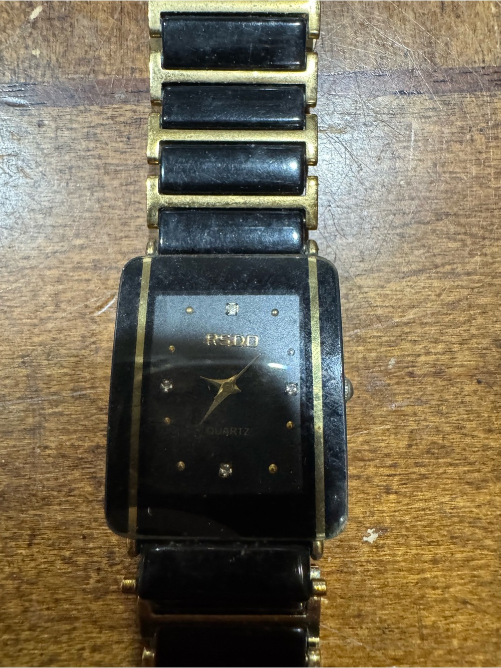 Rado Black and Gold Rectangular Ceramic Quartz Watch